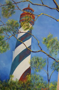 Land View of St Augustine Lighthouse, Size 24″w x 36″ h, $625.00, plus pack/ship/handle