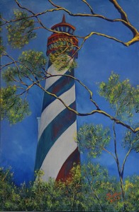 Land View of St Augustine Lighthouse, Size 24″w x 36″ h, $625.00, plus pack/ship/handle